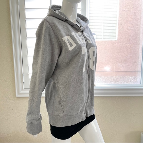 SOLD❤️ DIESEL Mens Size L Grey Hoodie Jacket - Picture 2 of 10